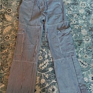 Edikted navy and White Striped low rise/mid rise wide leg Jeans